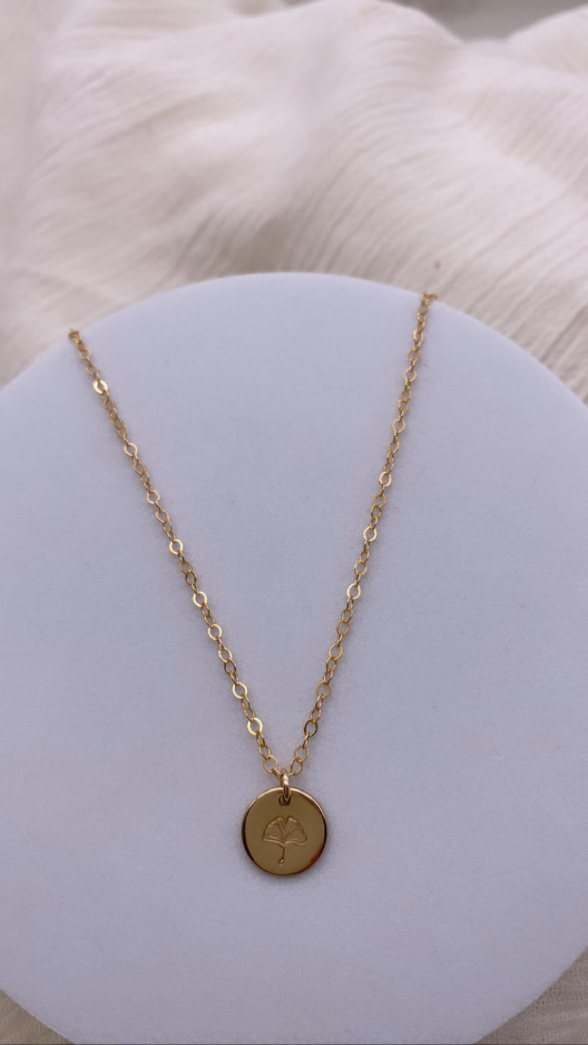 Ginkgo Leaf Charm Necklace - Meaningful Gifts - Gold Filled
