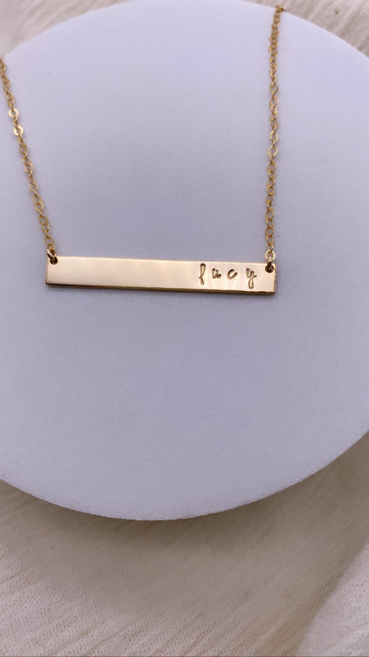 Name Bar Necklace - Hand Stamped - Customize